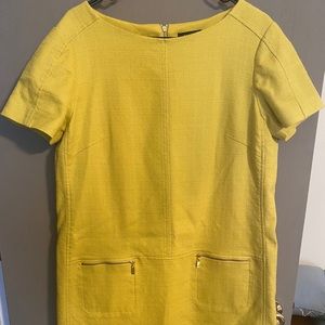 Tahari bright yellow mod dress